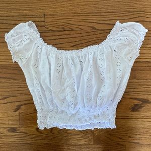 White daisy off the shoulder crop top